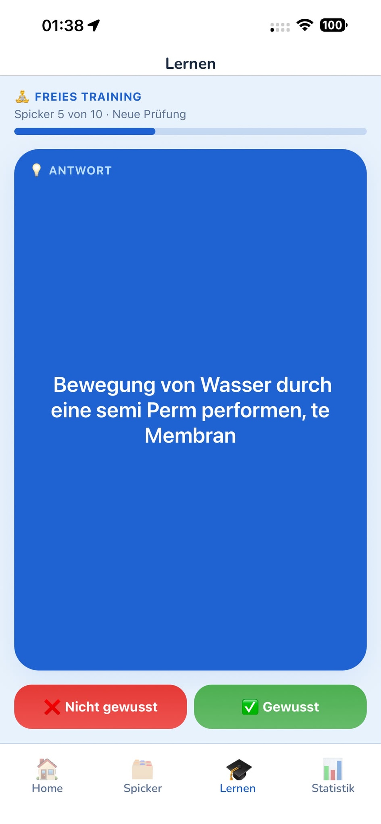 Lern-Session Antwort